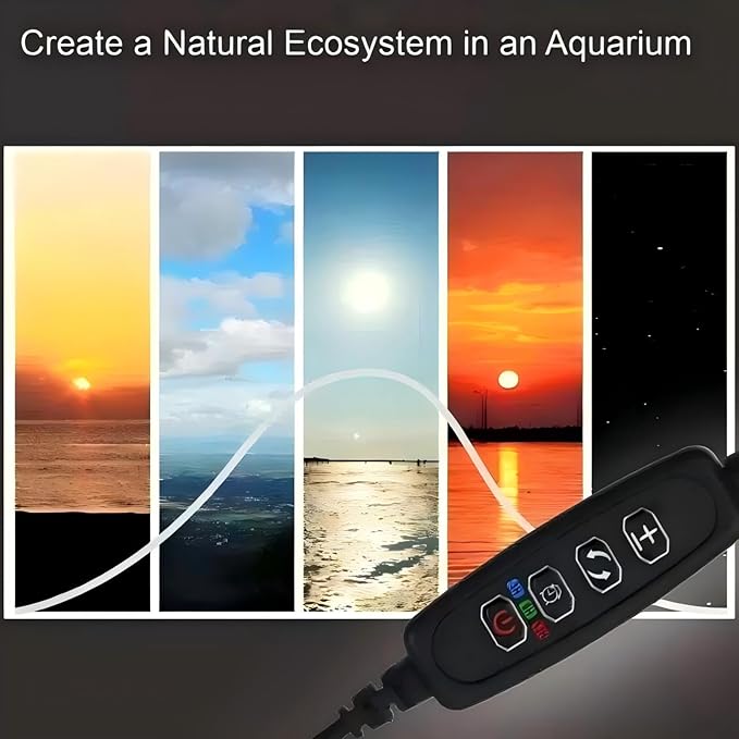 7W Nano Aquarium Light Clip-On Fish Tank Light with Timer & 9-Level Dimming&3 Colors for 1-5 Gallon Tanks, USB LED Full Spectrum Light (Adapter Not Included)