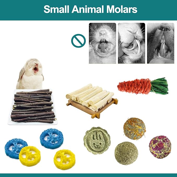 Rabbit Toys, Large Bunny Hideout Tunnel and Tube with Chew Toys for Grinding Teeth Apple Sticks Bamboo Carrot Loofah and Grass Ball for Rabbit Guinea Pig Chinchilla Ferret Rat