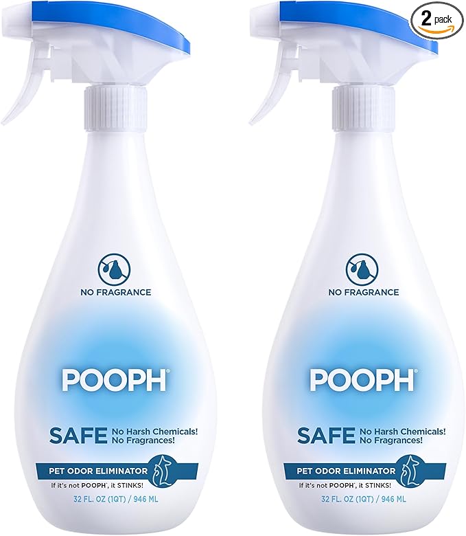 POOPH Pet Odor Eliminator Spray 32oz 2 Pack Fragrance Free Odor Remover for Dogs and Cats Urine Poop Pee Deodorizer for Carpet Furniture and Litter Box