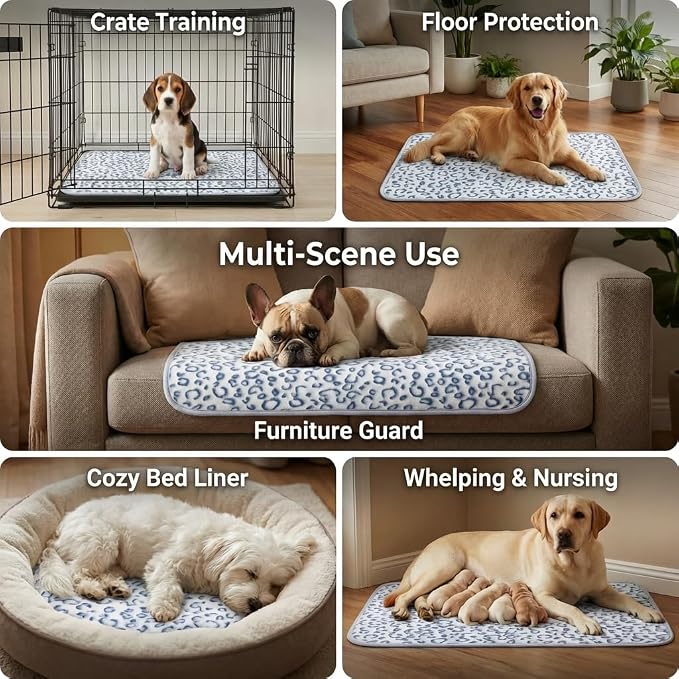 Qeils Reusable Puppy Pads, 2 Pack Washable Pee Pads for Dogs, Waterproof Non Slip Wee Wee pad, Absorbent and Leakproof Training Mats for Potty, Crate, Playpen, Bed, Sofa, 16"x 30"