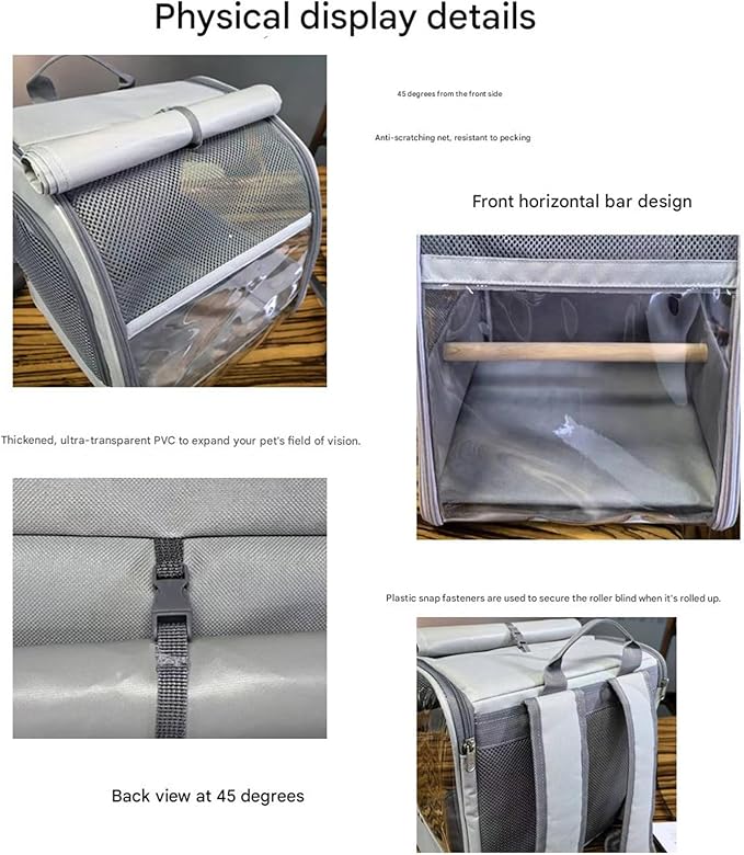 Parrots Travel Backpacks Cage Removable Waste Tray and Sunshades for Stress Without Transport Breathable Bird Travel Cage