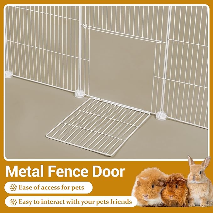 VISCOO 12 Panels Guinea Pig Cages, 48" x 24" x 16" DIY Small Animal Playpen with Waterproof Mat, C&C Cage for Guinea Pigs, Bunny, Hamsters, Indoor Portable Metal Wire Yard Fence Rabbit Cage