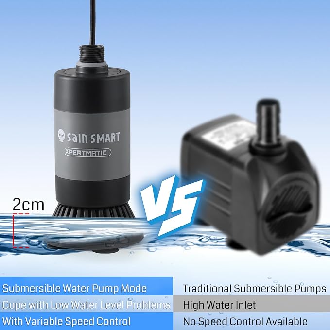 SainSmart XpertMatic Aquarium Gravel Cleaner, 528GPH/28W Powerful Fish Tank | Adjustable Water Flow Aquarium Cleaner Kit, Electric Gravel Vacuum for Sand Washing and Water Changing