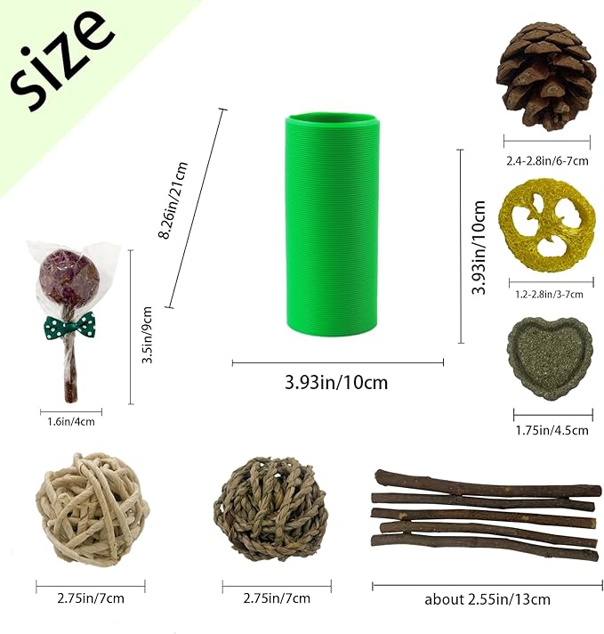 Plastic Hamster Cage Tunnels with Chew Toy,Collapsible Pet Tunnel，Small Animal Tubes,Collapsible Plastic Tunnel,15 Pcs Small Animal Chew Toys for Guinea Pigs, Chinchillas, Rats, Gerbils （Green）