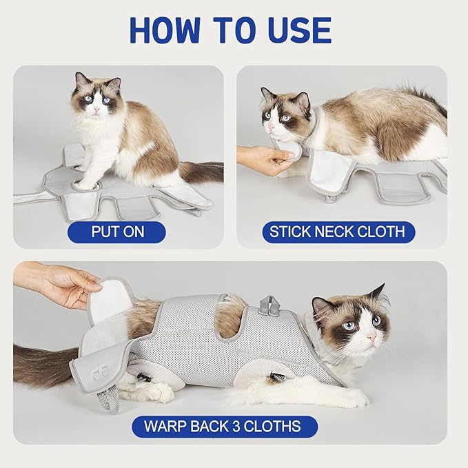 Supet Cat Grooming Hammock Harness for Nail Trimming, Cat Grooming Hanging Sling for Nail Clipping, Pet Restraint Holder for Cutting Nails, Medicine, Ear & Teeth Cleaning, Eye Care (Grey S)