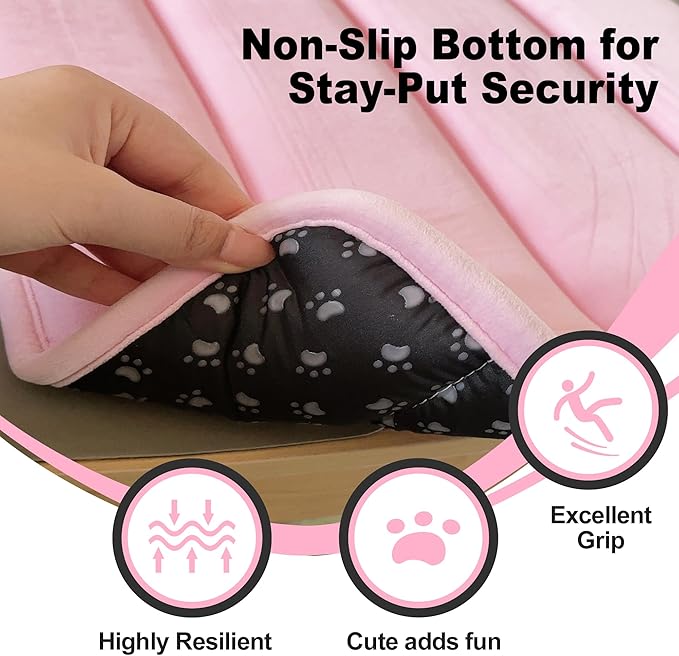 pobopobo Dog Crate Pad, Ultra Soft & Anti-Slip Kennel Mat, Secure Fit for Metal Crates & Dog Cages, Washable Cozy Bed for Small Medium Large Dogs (Pink, L(34"*20"*1.5"))