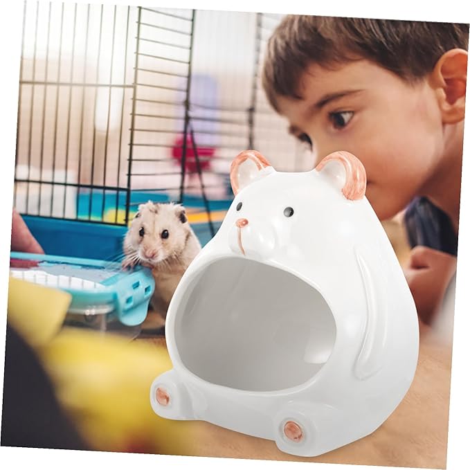 Cooling Ceramic Hamster House Cute Cartoon Hideout Small Pet Nest for Guinea Pig and Dwarf Hamsters Summer Cooling Shelter for Rest and Activity