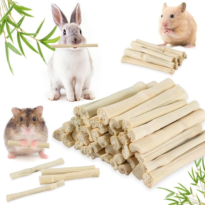 Sukh 240g Sweet Bamboo Chew Sticks - Rabbit Chew Sticks & Bamboo Sticks for Rabbits, Natural Bunny Bamboo Chew Toy for Teeth Grinding, Small Animal Treats for Guinea Pig, Hamster, Chinchilla