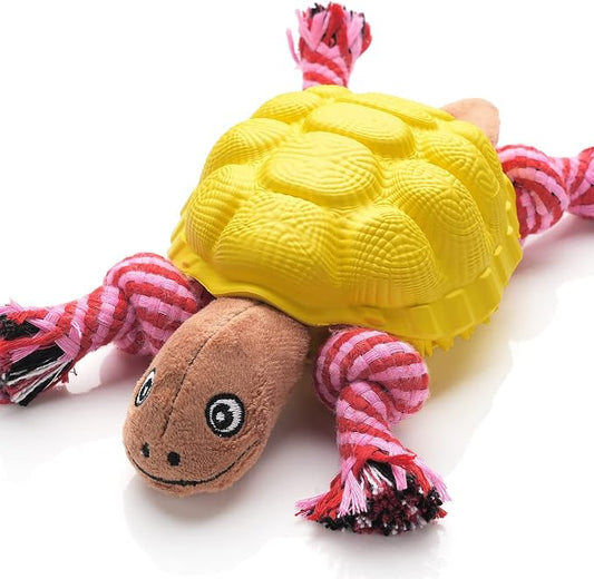 Sedioso Multifunctional Rubber Dog Chew Toy for Middle, Large Dogs - Food Dispensing Puzzle Toy, Aggressive Chewer, Yellow