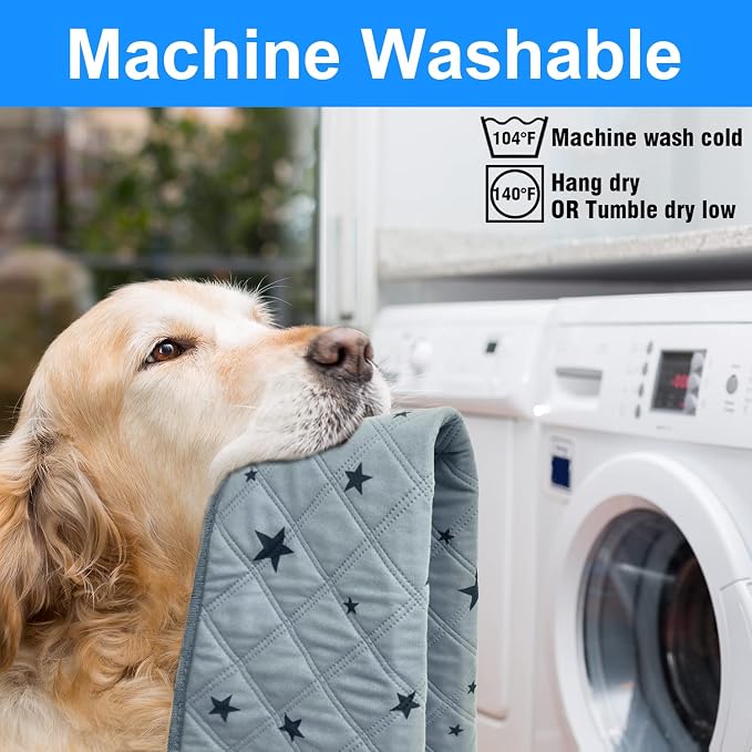 RIOUSSI Washable Pee Pads for Dogs, Reusable, Absorbent, Leakproof, Non Slip Pet Puppy Pads for Potty Training. Gray Stars, 36x72 Inch(2pack)