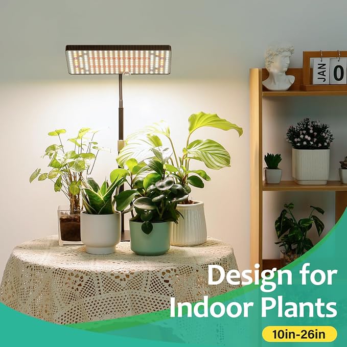 LBW Desk Grow Light, 214 LEDs Full Spectrum Plant Light for Indoor Plants | Desktop Grow Lamp with 4/8/12H Timer, 10"-26" Height Adjustable, 6 Brightness Levels, for Seed Starting