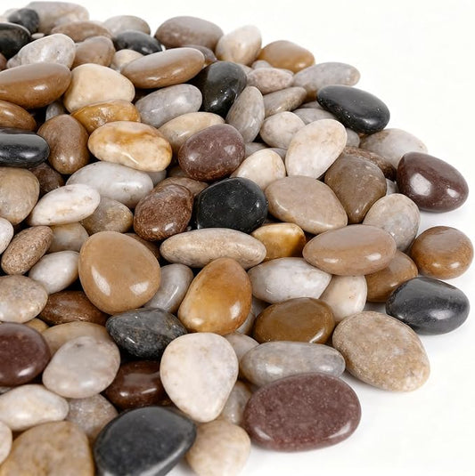 onlyfire 15 lbs Natural River Rocks, 1 Inch Decorative Ornamental Pebbles | Polished Stone, Mixed Color Pebbles, Aquarium Gravel, For Landscaping, Indoor Plants, Vase, Fish Tank and Home Decor