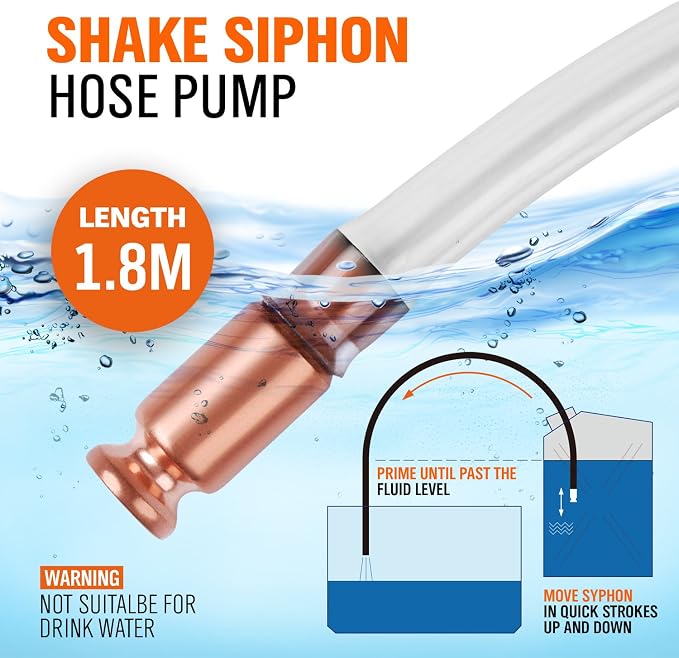 HORUSDY Gas Siphon 6FT Multi-Purpose Super Easy Siphon Pump,1/2" Valve Virgin Grade Tubing Safe