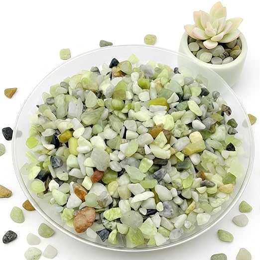 3/8 Inch Polished Decorative Pebbles, River Rocks for Indoor Plants, Succulents, Planters, Vases, Fish Tank, Aquarium Gravel & Landscaping, Jade Green, 6L