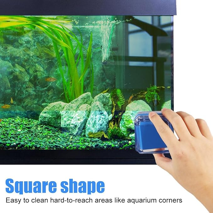 Aquarium Magnetic Cleaner, Double-Sided Algae Scraper Pad S/L for 0.2-0.5'' Thick Glass Tank