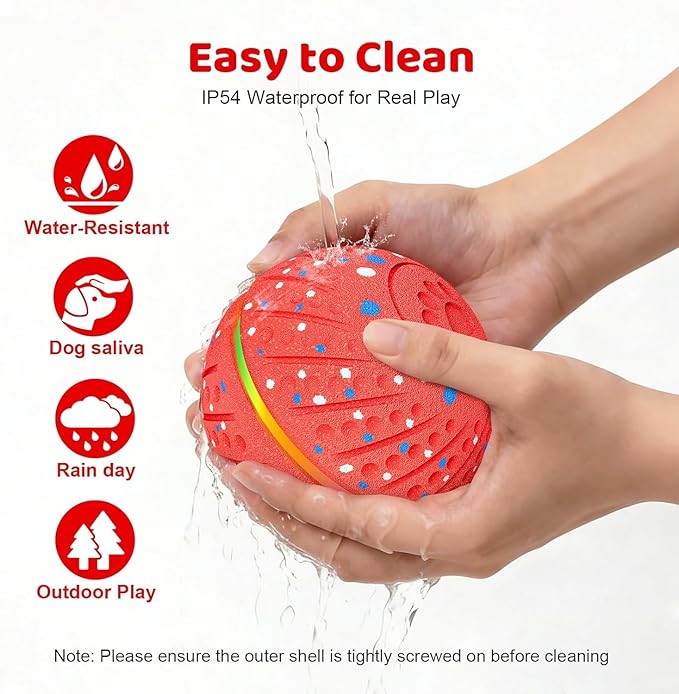 Interactive Dog Toys Dog Ball – 3 Play Modes Smart Moving Bouncing Dogs Ball, E-TPU with RGB Lights, Automatic Rolling Dog Toy for Small Medium Dogs to Keep Them Busy and Boredom Relief (Red)