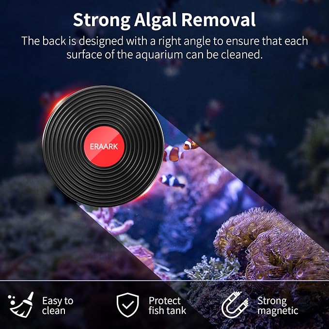 ERAARK Aquarium Magnetic Cleaner Brush for Small Glass Fish Tank Floating Cleaner Scrubber Brush Magnet Scraper Aquarium Cleaning Tools Black
