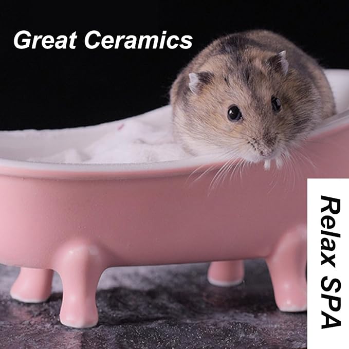 Cute Hamster Bed, Small Animal Ice Bathtub, Sand Bath Container Accessories Cage Toys, Ceramic Relax Habitat House, Sleep Pad Nest for Hamster, Food Bowl for Guinea Pigs/Squirrel/Chinchilla