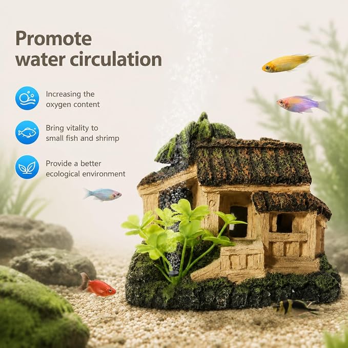 Resin Castle Decorations Set Fish Tank Bubbler Aquarium Decor | Aquarium Bubbler Betta Hideout Fish House Fish Tank Decor Air Stones For Aquariums Fish Tank Accessories Aquarium Cave