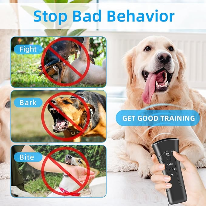 Anti Barking Device Ultrasonic Dog Deterrent Control Ultra Sonic Bark Deterrents Stop Waterproof Outdoor Corrector Devices 3 in 1 Frequencies Bark Guard Mod Trainer Stopper For Small Medium Large Dogs