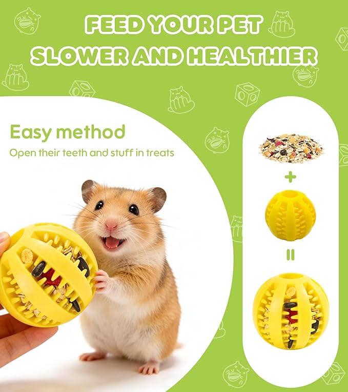 Natural Hamster Chew Toys,Hamster Foraging Ball Educational Toy,Slow Feeder Rat Enrichment Toy for Dwarf Hamsters,Syrian Hamsters,Guinea Pigs,Hamster Ball（2PCS）