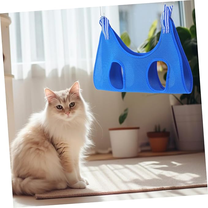 Cat Beauty Hammock Cat Grooming Bag Cats Trimming Harness Pet Grooming Organizer Cat Trimming Harness Grooming Hammock for Small Dogs Dog Grooming Holder Pet Sling Cloth Blue