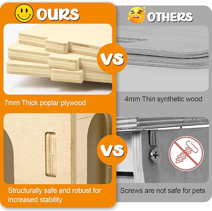 4 in 1 Upgraded Guinea Pig Hideout, Large Guinea Pig Castle with Hay Feeder, Hammock, House and Ramp, Easy to Assemble Wooden Guinea Pigs Toy for Chinchilla Rabbit Guinea Pigs Accessories
