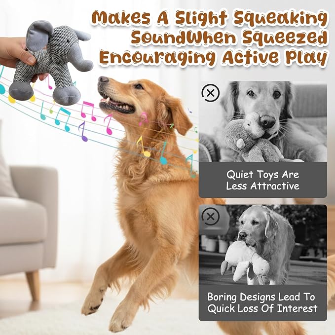 Pet Lori Linen SafariCompanions,Linen Safari Squeaky Dog Chew Toy,Robust Indestructible Dog Stuffed Toy for Small Medium Dogs,Dog Toy with Squeaker-Elephant