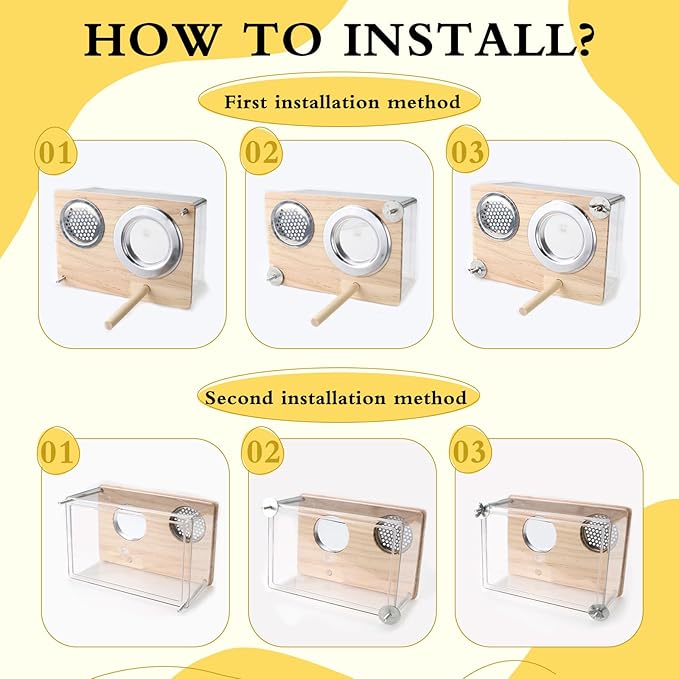 Parakeet Nesting Box for Cage, High-Transparent PET Parakeet Nest, Versatile Bird Houses for Canary, Lovebird and Parrot, Bird Boxes for Nesting with Wood Perch, Bird Cage Accessories (S, Rectangle)