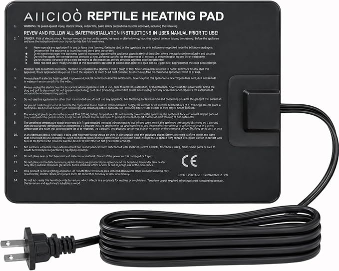 Aiicioo Reptile Heating Pad - Hermit Crab Heater Heat Mat for Reptiles Snake Lizard Terrarium 8 Watt