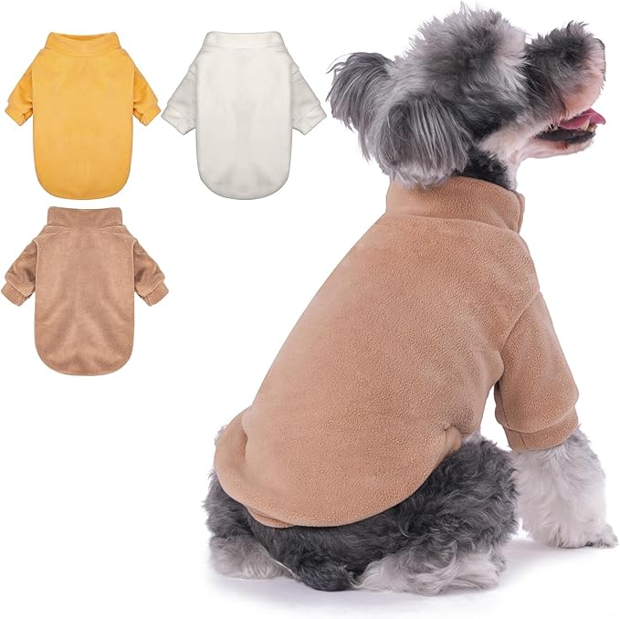 GYALAPERI Dog Sweater, 3 Pack Dog Sweaters for Small Dogs Girl Boy, Ultra Soft Warm Puppy Clothes Dog Coat for Winter (Camel+Beige+Yellow, X-Large)