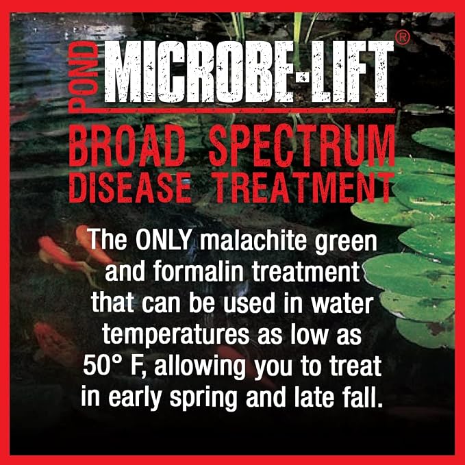 MICROBE-LIFT Broad Spectrum Disease Treatment for Ponds and Outdoor Water Gardens, Safe for Live Koi Fish, Goldfish, Plants, and Decor, 32 Fl Oz