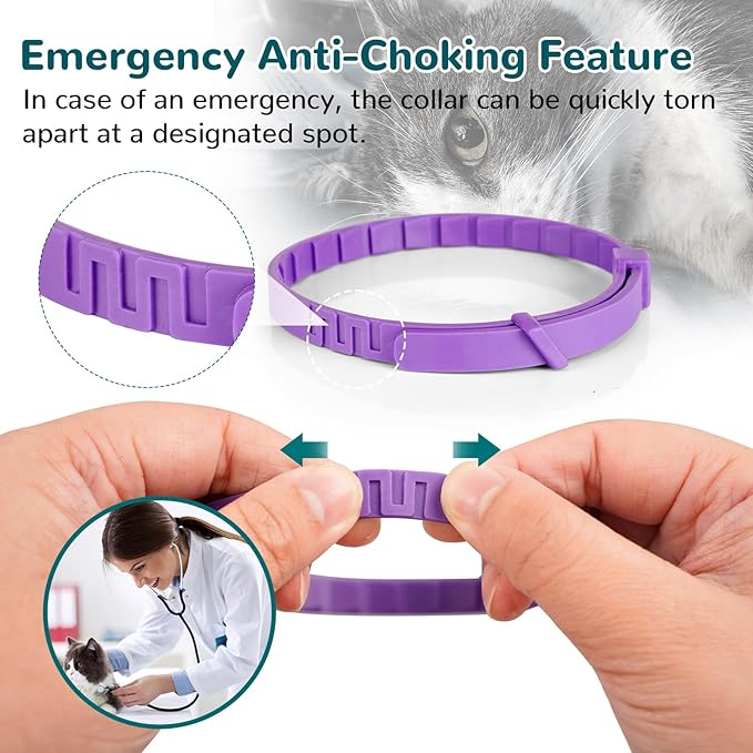 Calming Collar for Cats, Pheromone Collar for Cat Anxiety Relief, 60 Days Adjustable Waterproof TPE, Cat Calming Collars Helps Calm During Loud Noises and Separation (Purple, 2 Pack)