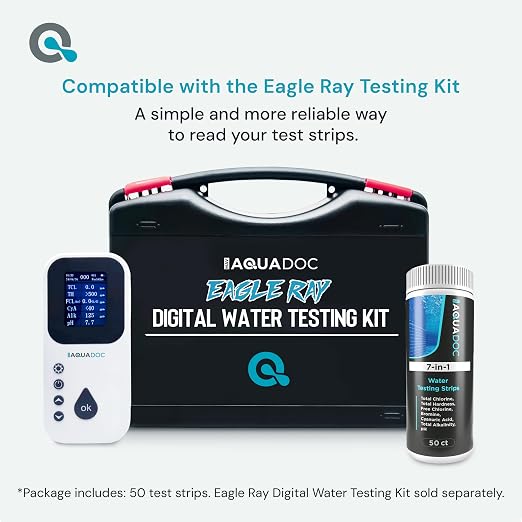 AquaDoc 7-in-1 Pool, Spa & Hot Tub Test Strips - 50 pH Strips | Tests pH, Chlorine, Bromine, Alkalinity, Hardness And Cyanuric Acid in Pools & Hot Tubs
