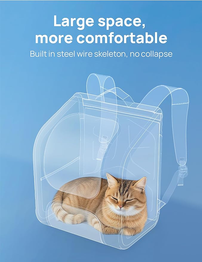 Pecute Cat Backpack Carrier Expandable, Large Space Cat Bubble Backpack, Breathable Cat Carrier, Shaded Dog Backpack Carrier for Travel, Hiking, Vet,12.6" L x 10.2" W x 16.5" H, Khaki