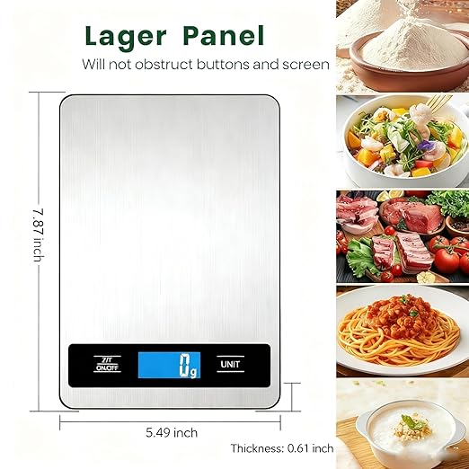 Digital Pet & Kitchen Scale 15kg/33lb, Stainless Steel Platform Food Scale with High Precision 1g/0.04oz, Gram Ounces Conversion, LCD Display, Easy Clean for Cooking Baking Shipping & Pet Weight