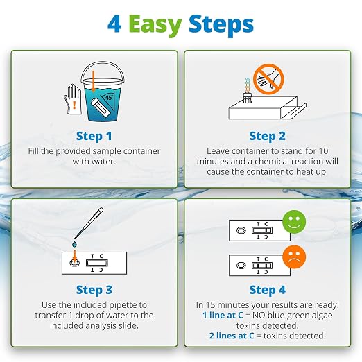 5Strands Blue-Green Algae Water Test Kit for Lakes & Ponds, 2 Pack | On-Site Water Test to Detect Dangerous Blue-Green Algae Toxins in Lakes & Ponds. Results in 10 minutes. Keep Your Family Safe