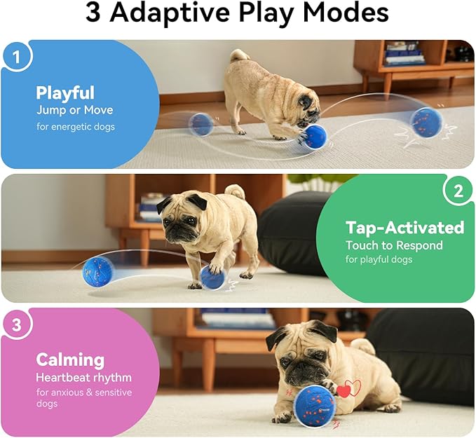 Cheerble Smart Interactive Dog Toy, Wicked Ball AIR Neo, Heartbeat Puppy Toy Automatic Moving, Bouncing, and Rotating, ETPU Material, IPX7 Waterproof Rating, Active Rolling Ball for Medium & Large Dog