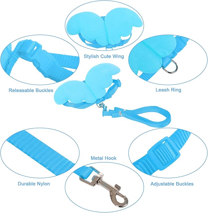KAMA BRIDAL Duck Walking Harness and Leash Chicken Duck Outdoor Training Rope Adjustable Rope for Pet Poultry Hen Cock (S, Blue)