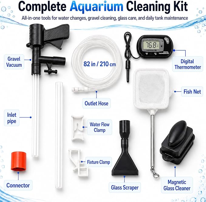 Fish Tank Cleaner Kit, Gravel Vacuum for Aquarium, Aquarium Vacuum & Siphon, Fish Tank Cleaning Kit, Aquarium Vacuum Gravel Cleaner