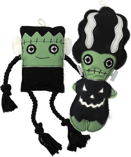 Pet Passion Multipack Stuffed Dog Toys Durable Cotton Canvas with Coconut Fill for All Pet Breeds, Frankenstein, One Size