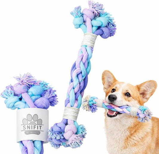 Dog Rope Toy – Eco-Friendly Durable Cotton Dog Chew Toy for Aggressive Chewers & Puppies – Interactive Molar Teeth Cleaning,(12in), Safe, Non-Toxic, Fun Play