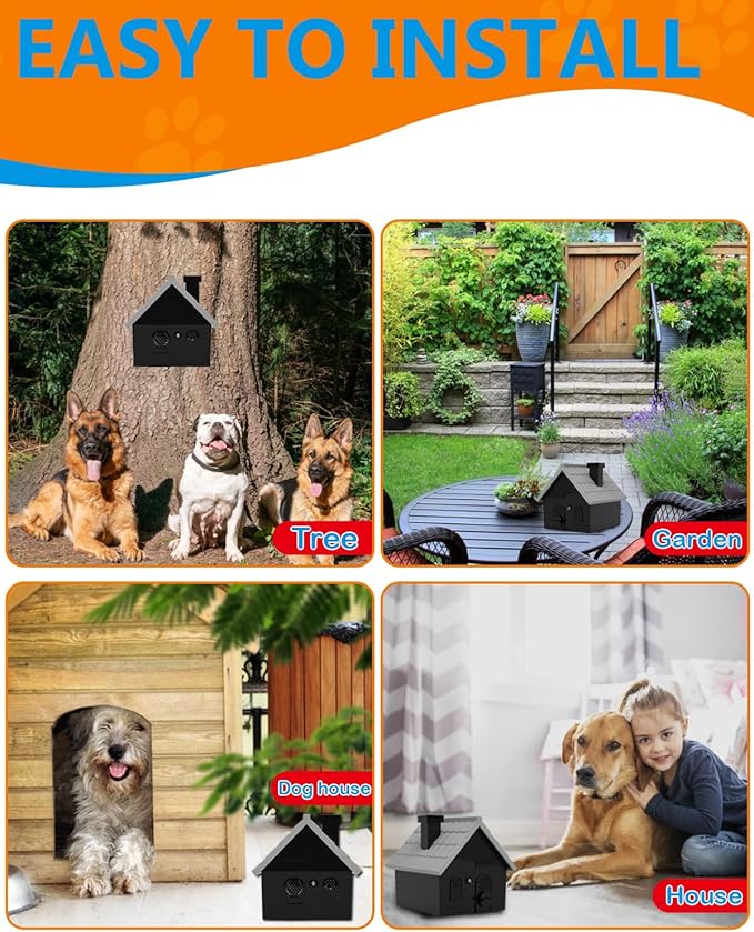 Dog Barking Control Devices, Anti Barking Device Ultrasonic Dog Barking Deterrent with 4 Modes, Stop Barking Dog Devices Up to 50 Ft Range, 2 in 1 Weatherproof Bark Control Device Outdoor Indoor