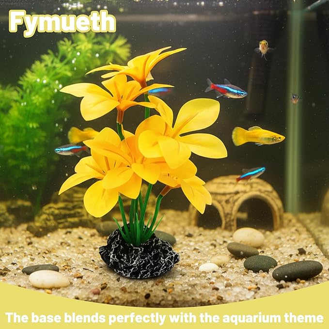 Silk Plants for Fish Tank, 2 Silk Aquarium Plants for Betta Fish, Compact 2x3x6 Inch Design with Realistic Stone Base, Functional Resting Spots for Small Tanks and Reptile Habitats