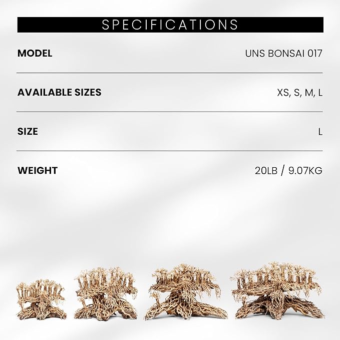 Ultum Nature Systems Bonsai - Handcrafted Hardscape Driftwood for Aquarium, Terrarium, Vivarium, Natural Aquascape Hardscape Decorations, Aquascaping Hardscape for Live Aquatic Plants - 017, Large