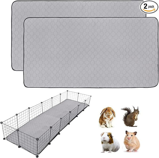Guinea Pig Cage Liners, 24''X72'' Washable Guinea Pig Pee Pads, Non Slip Reusable Super Absorbent Guinea Pig Training Mat Bedding Fleece for Small Animals Hamster Rabbit Chinchilla Rat, 2Pack