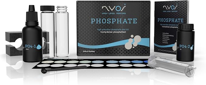 NYOS® Phosphate Reefer Test Kit for Saltwater Aquariums - Ultra-Sensitive 0.025-1.00 mg/l PO4-50 Tests - Lab Grade - Glass Vials