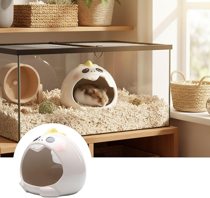 Ceramic Pet Nest for Small Animals - Hamster Ceramic House with Smooth Interior, Enclosed Hideout for Comfortable Shelter and Ventilation