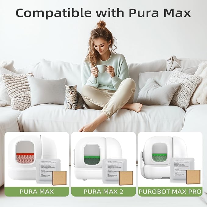 6 Pack Smelling Fresh with N50 Odor Eliminator Exclusive for Pura Max Automatic Self-Cleaning Cat Litter Box - Cat Toilet Odor Control, Deodorant Aromatherapy Paste (Old/New Packaging Randomly)