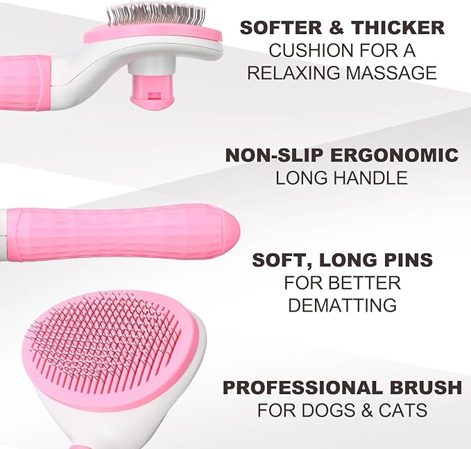 Yaomiao Dog Brush Grooming Kit 9 Pcs Kit with Pet Nail Clipper and File Cat Grooming Deshedding Undercoat Rake Comb for All Breeds Sizes Promotes Healthy Skin Coat(Fresh Color)